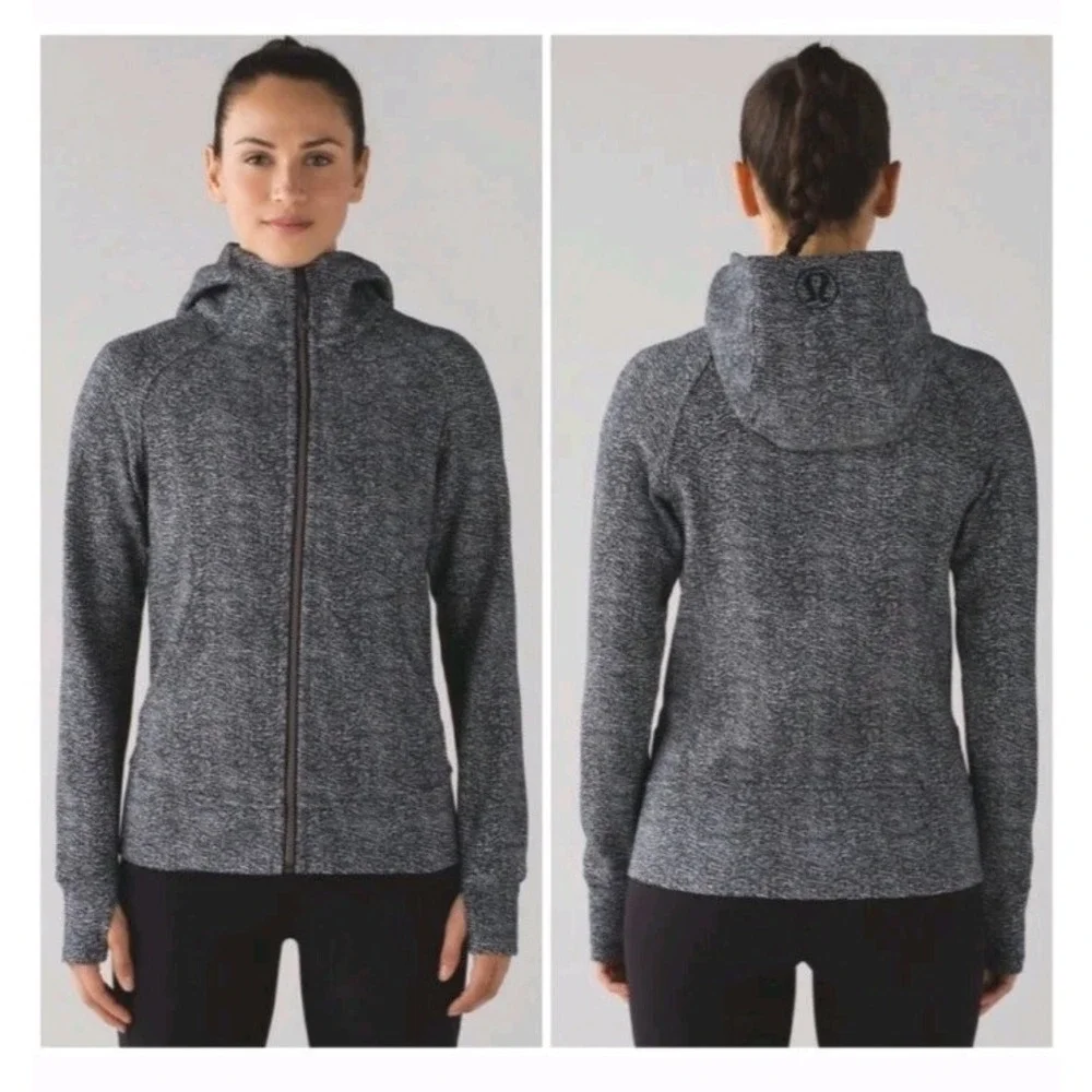 Lululemon Scuba Hoodie IVCurrents White Black Women's 4 Full Zip Jacket‎